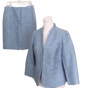 Talbots blue and white woven skirt set